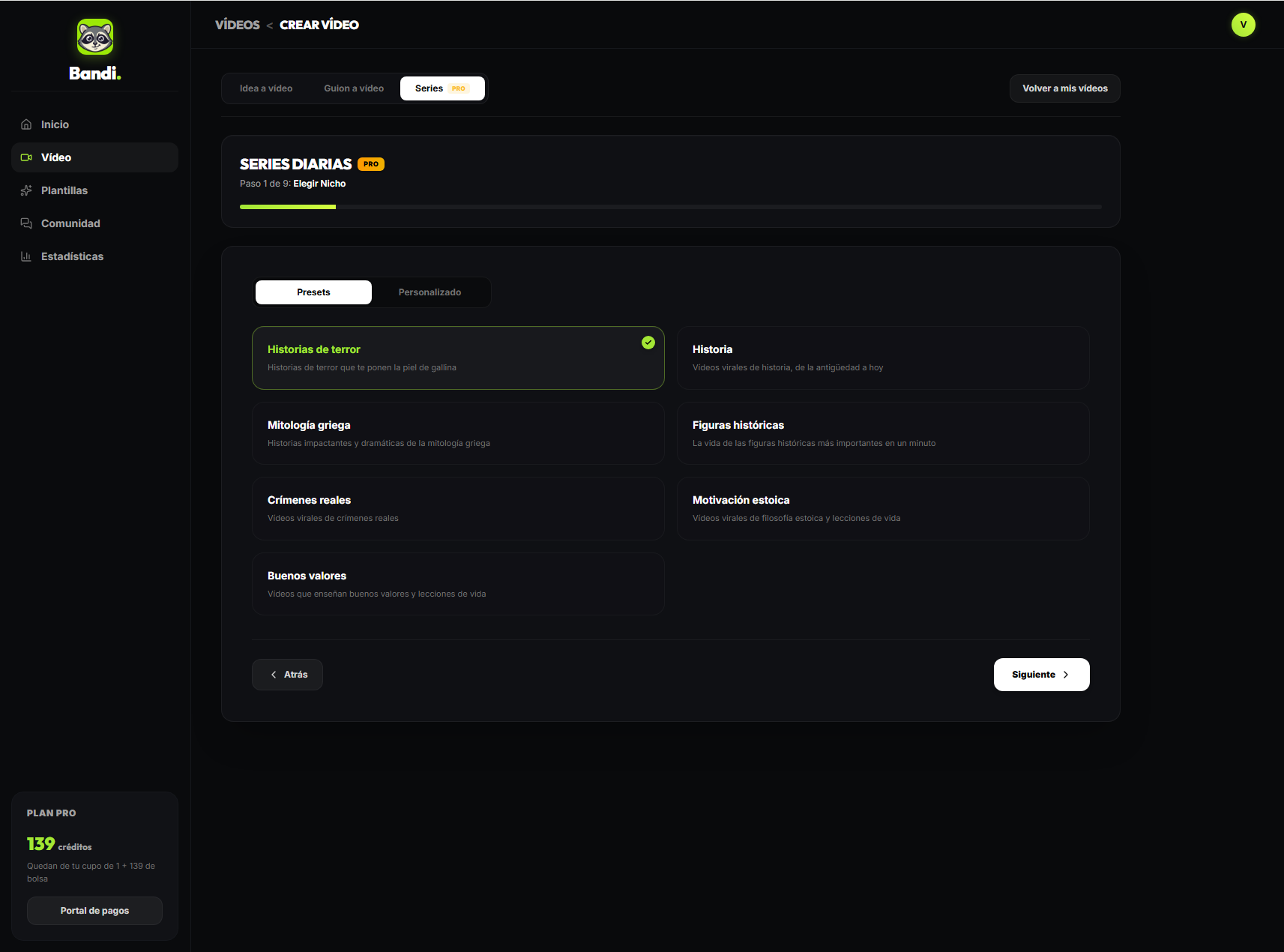 Bandi — Configura tu serie automática